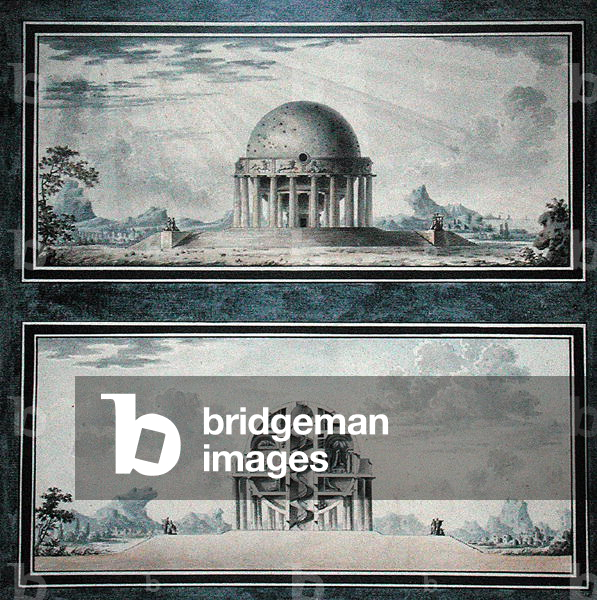 Design for a House for a Cosmopolite, 1783 (w/c on paper) (detail) (see also 195241-195242, 196725-196726)