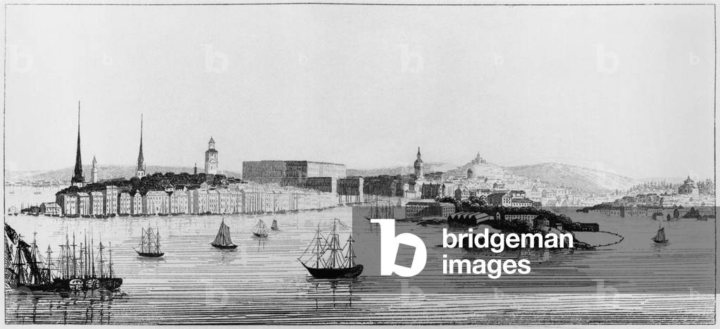 View of Stockholm, 1841 (engraving) (b/w photo)