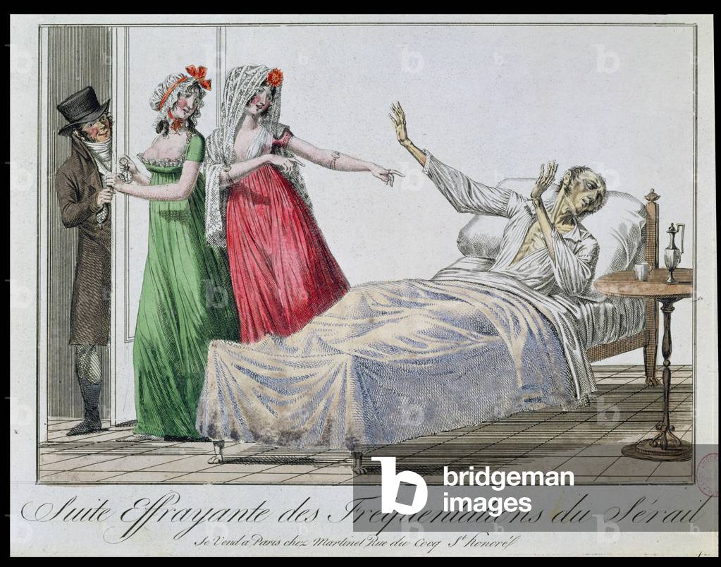 Immagine di Incisione "Tragica conseguenza di frequentare bordelli", 19th Secolo di French School