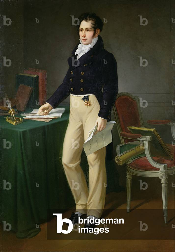 Portrait of a young man holding the 'Journal des Sourds-Muets et Aveugles', c.1830-40 (oil on canvas)