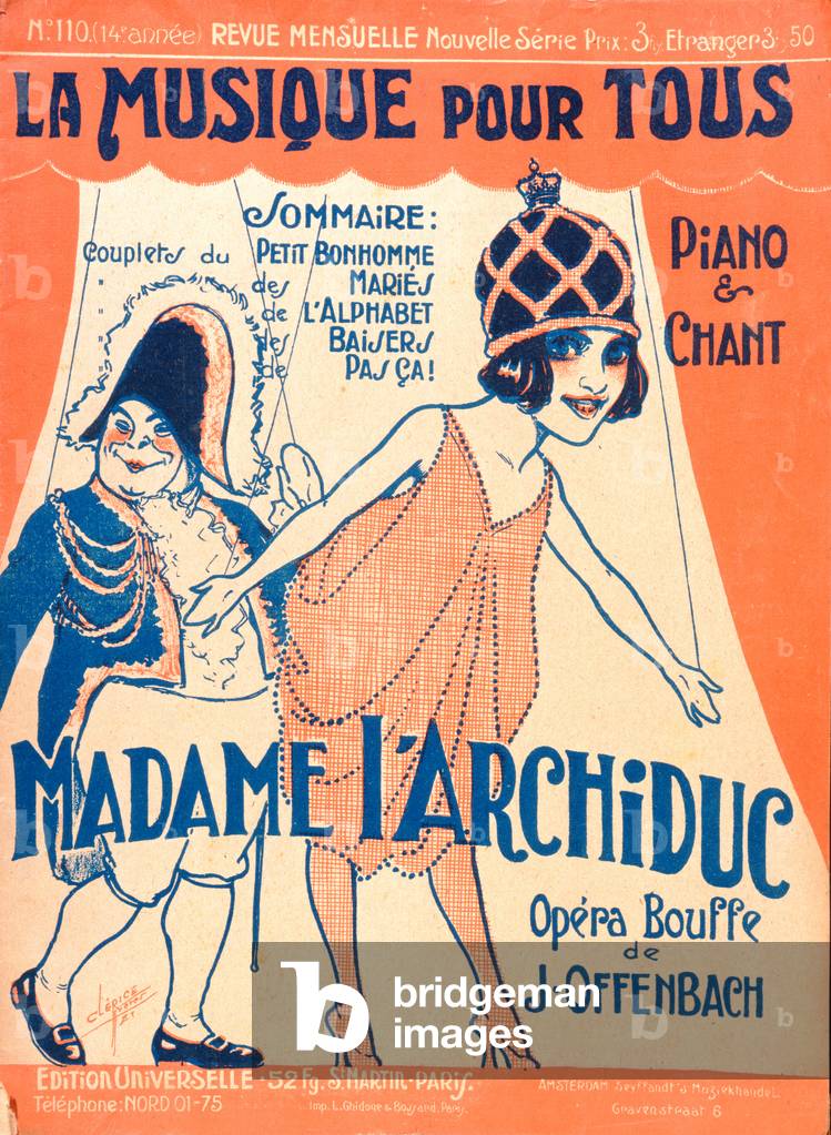 'Madame l'Archiduc' by Jacques Offenbach (1819-90) cover for issue number 110 of 'La Musique Pour Tous', 1921 (litho)