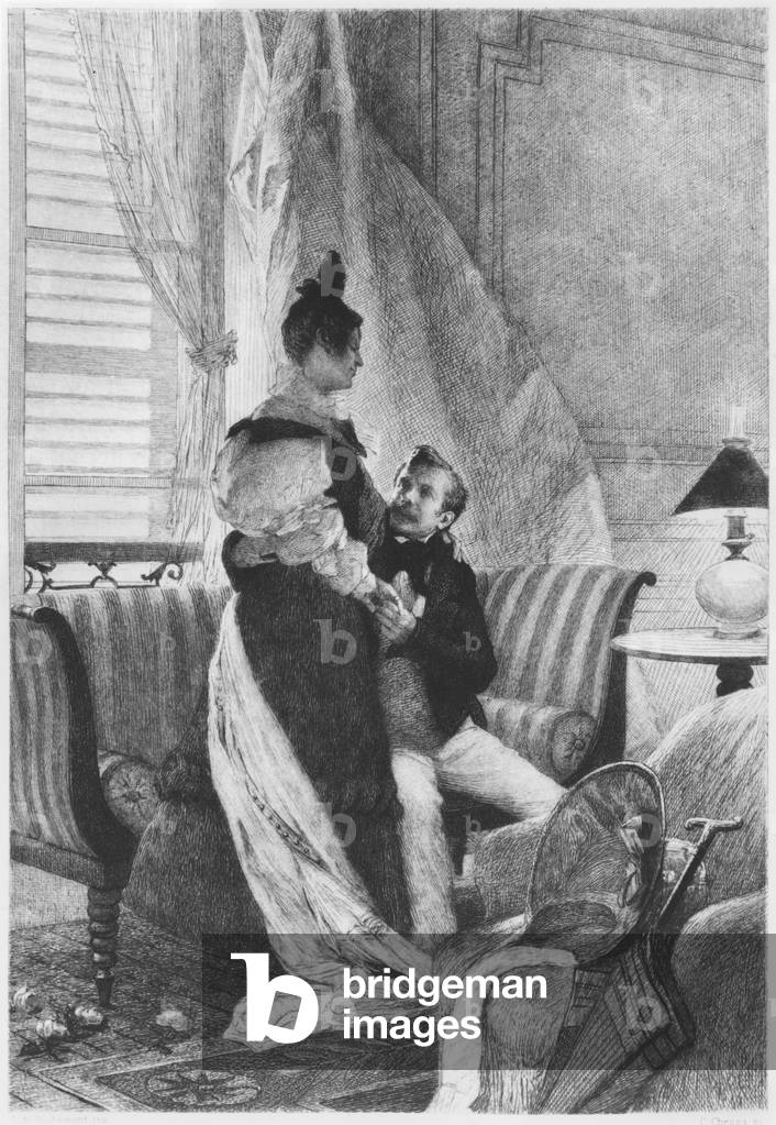 "Emma Bovary und Rodolphe", 1905 von Alfred Paul Marie Richemont, b/w