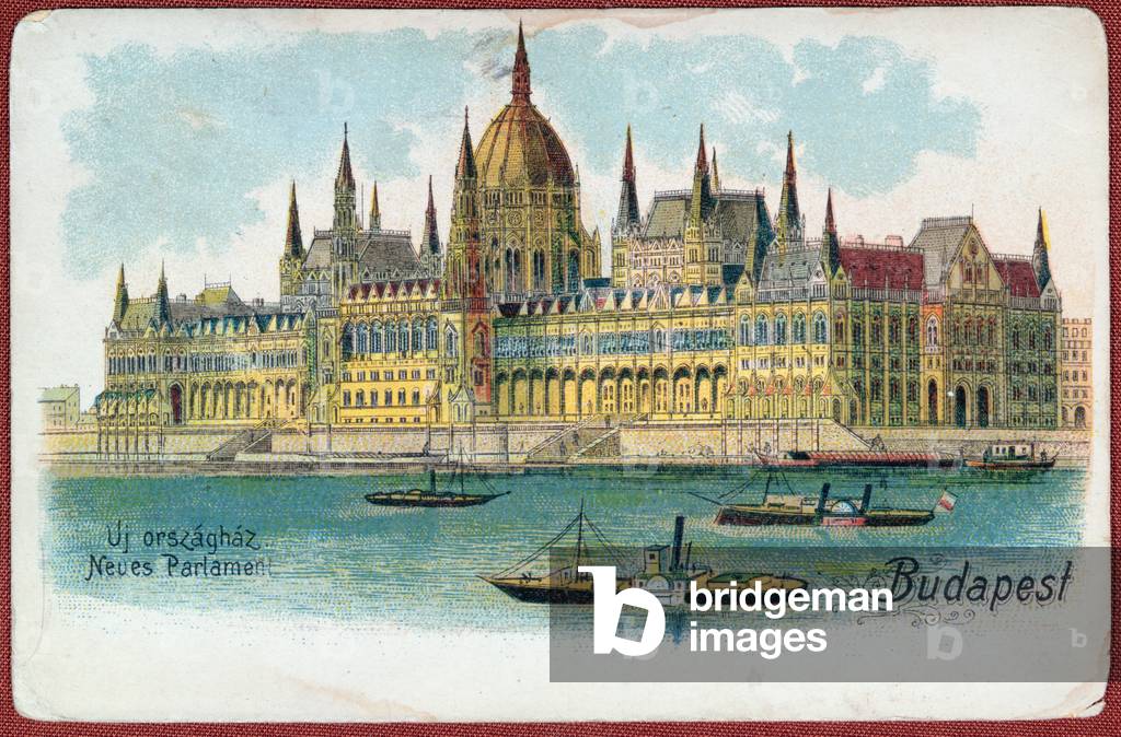 "Cartolina postale raffigurante le Case del Parlamento", 20th Secolo di Hungarian School
