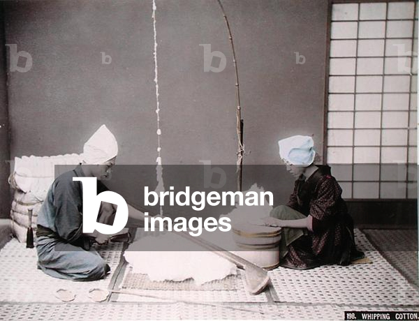Cotton Whipping, c.1900 (hand coloured photo)
