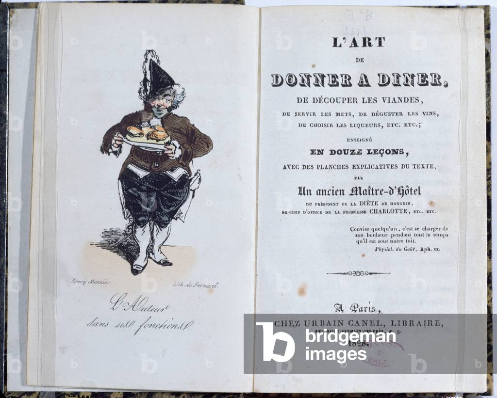 Frontispiece of the book 'L'Art de Donner A Diner', published by Honore de Balzac (1799-1850), 1828 (colour litho)