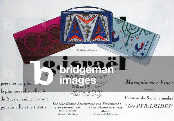 Advertisement for 'G. Israel' handbags, from 'Art Gout Beaute' magazine, November 1925 (colour litho)