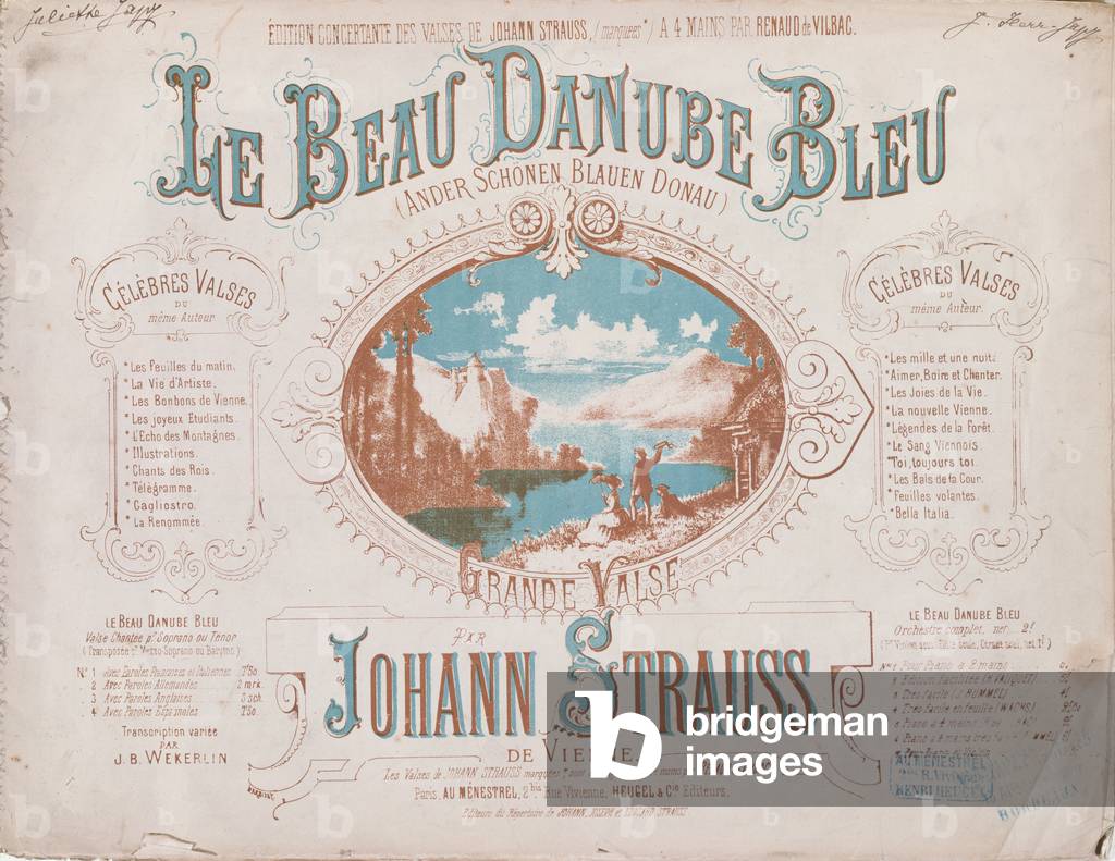 Cover for the score of the Blue Danube Waltz (colour litho)