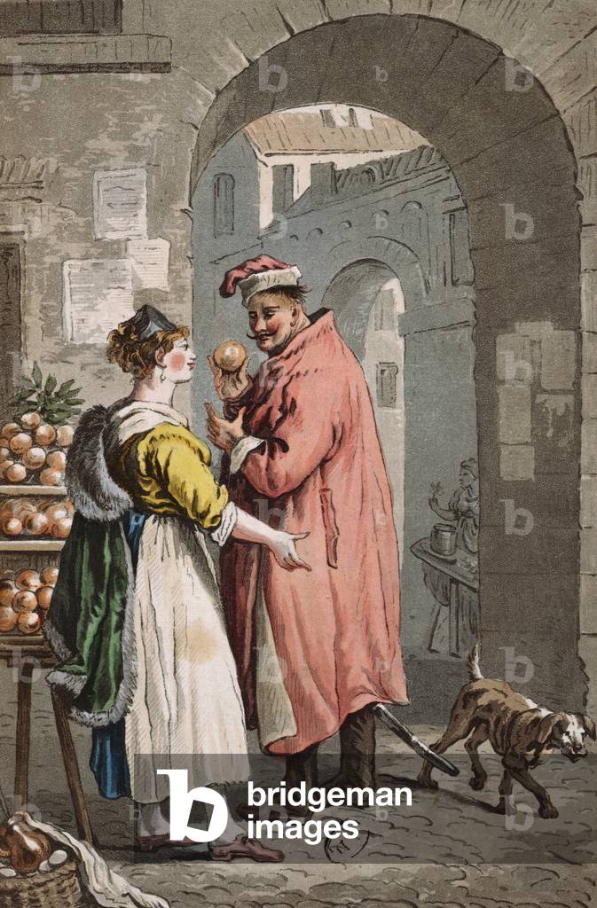Orange seller in Warsaw, c.1810 (coloured engraving)