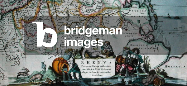 Cartouche of a map of the course of the Rhine, from 'Le Nouveau Theatre du Monde, Amsterdam 1639 (colour engraving)