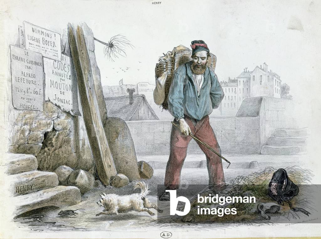"Der Tramp (Farblitho)", 19. Jahrhundert von French School