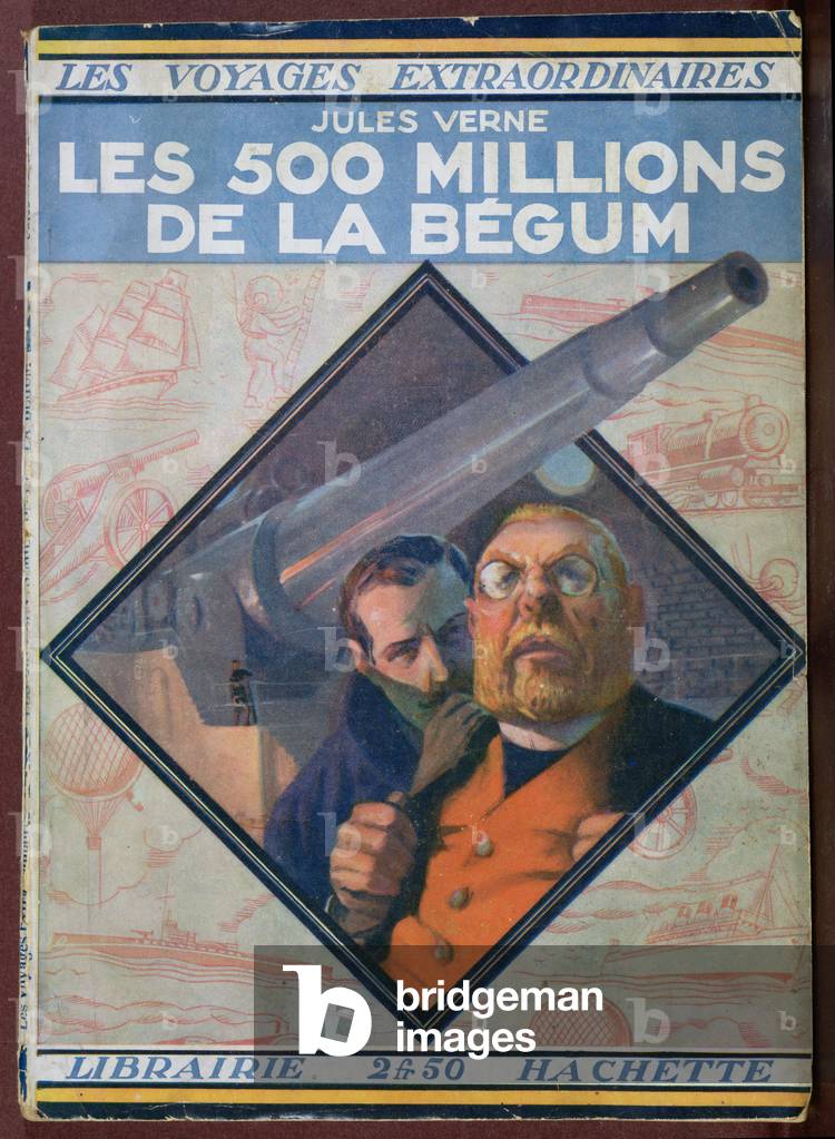 Book cover of 'The Begum's Fortune' by Jules Verne (1828-1905), 1923 (colour litho)