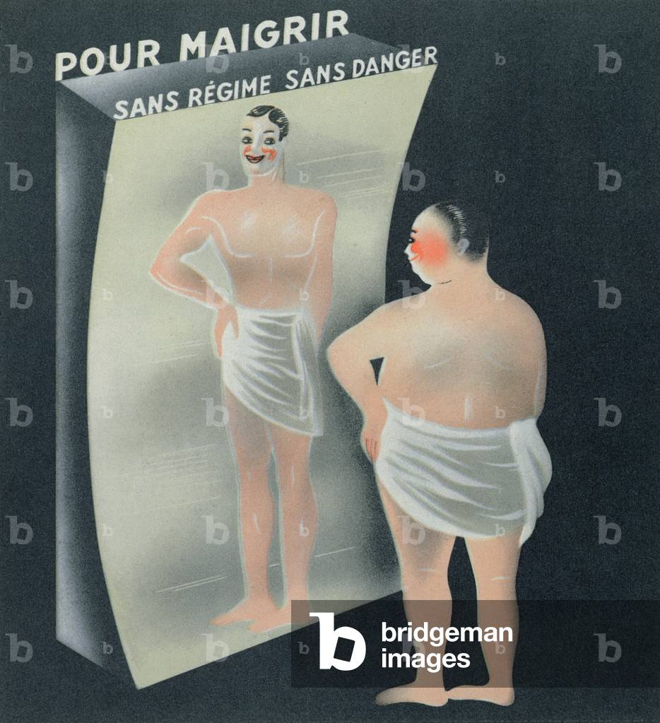 Advertisement for a medical slimming aid 'Adipolysine', c.1935 (colour litho)