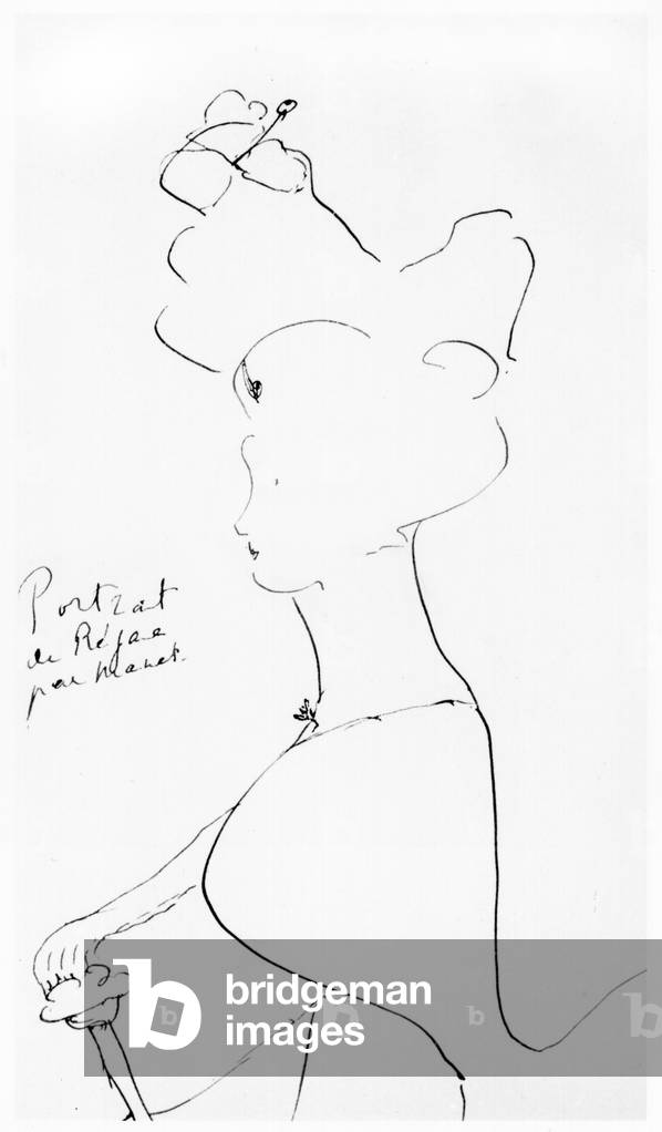 Portrait de Réjane par Manet (pen & ink on paper)