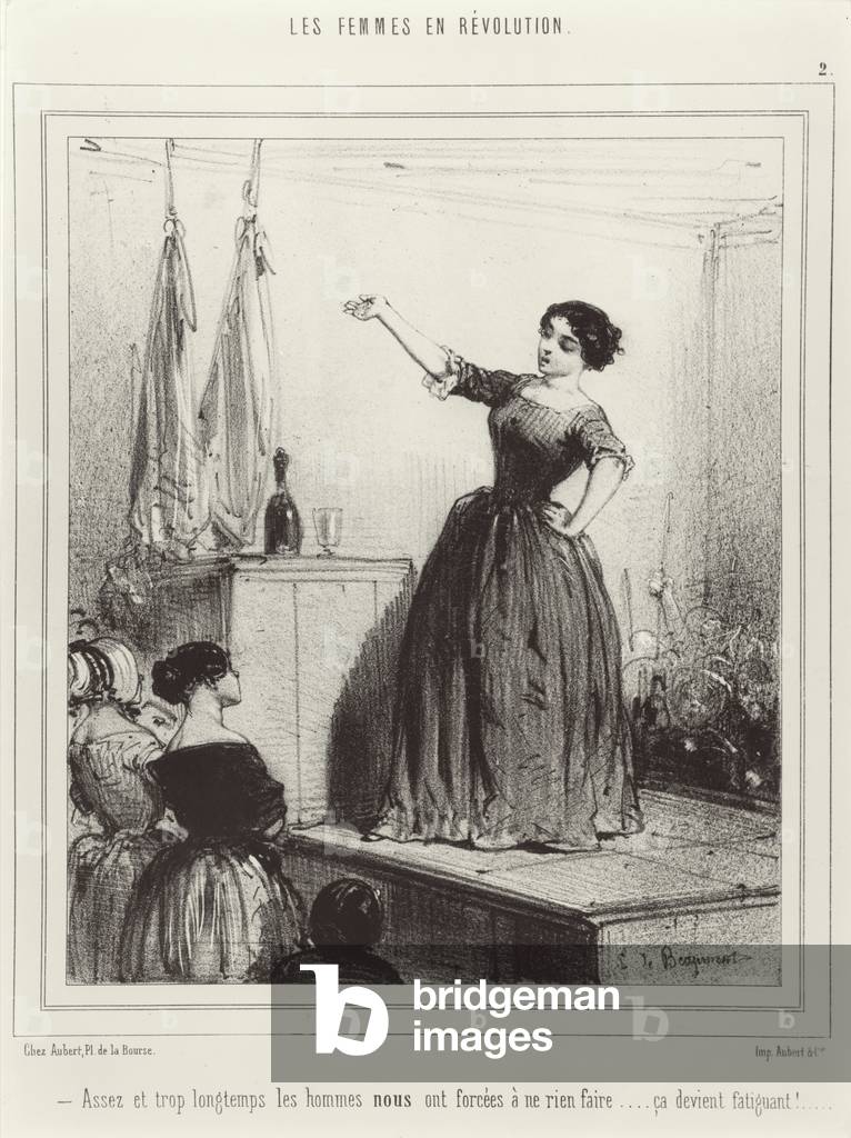 Revolution of Women, 1848 (litho) (b/w photo)
