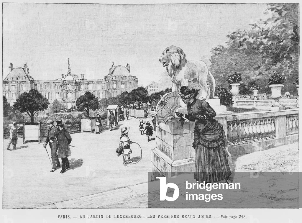Jardin of Luxembourg, the first fine days, c.1870-80 (engraving)