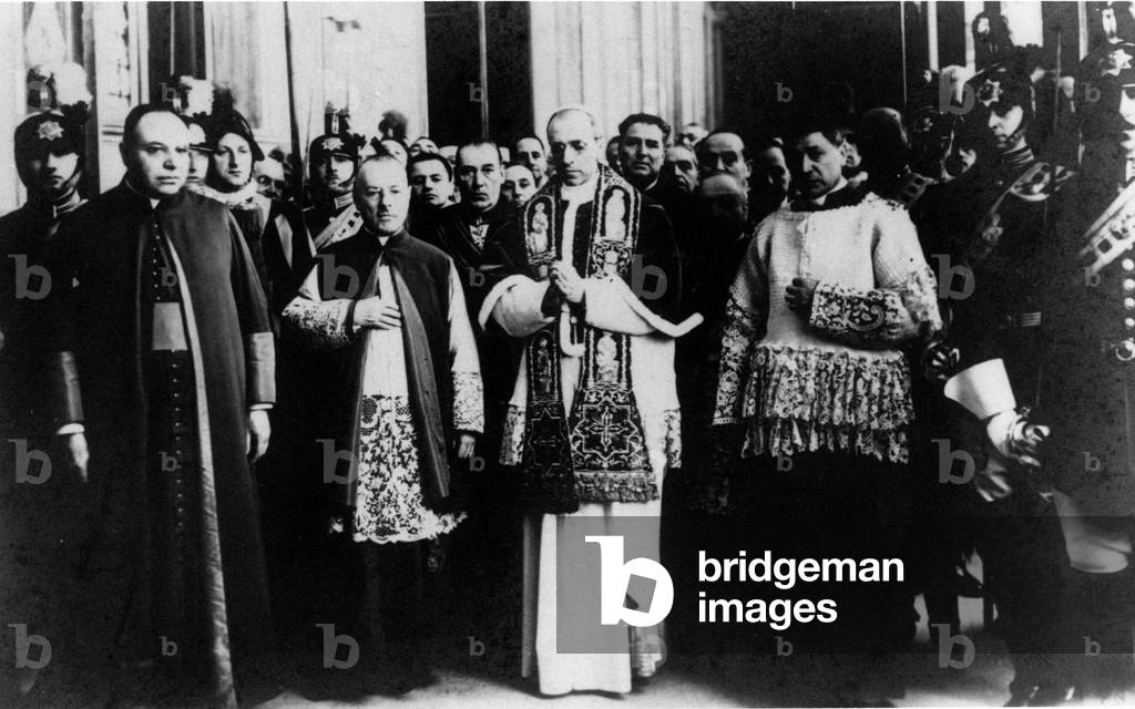 Pope Pius XII on the day of his coronation, March 12, 1939 (b/w photo)