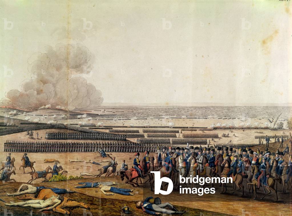 The Battle of Moscow, 7th September 1812 (coloured engraving) (detail)