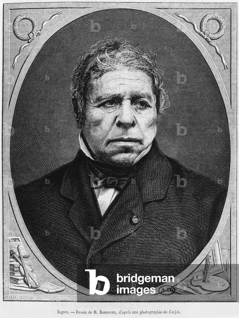Jean Auguste Dominique Ingres (1780-1867) from a photograph by Etienne Carjat (1828-1906) 1867 (engraving) (b/w photo)