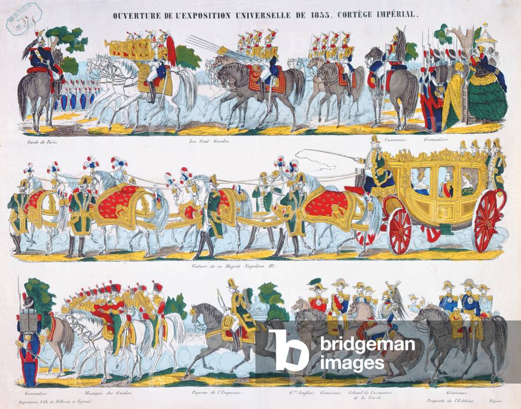 The Royal Cortege at the Inauguration of the Exposition Universelle in 1855 (coloured engraving)