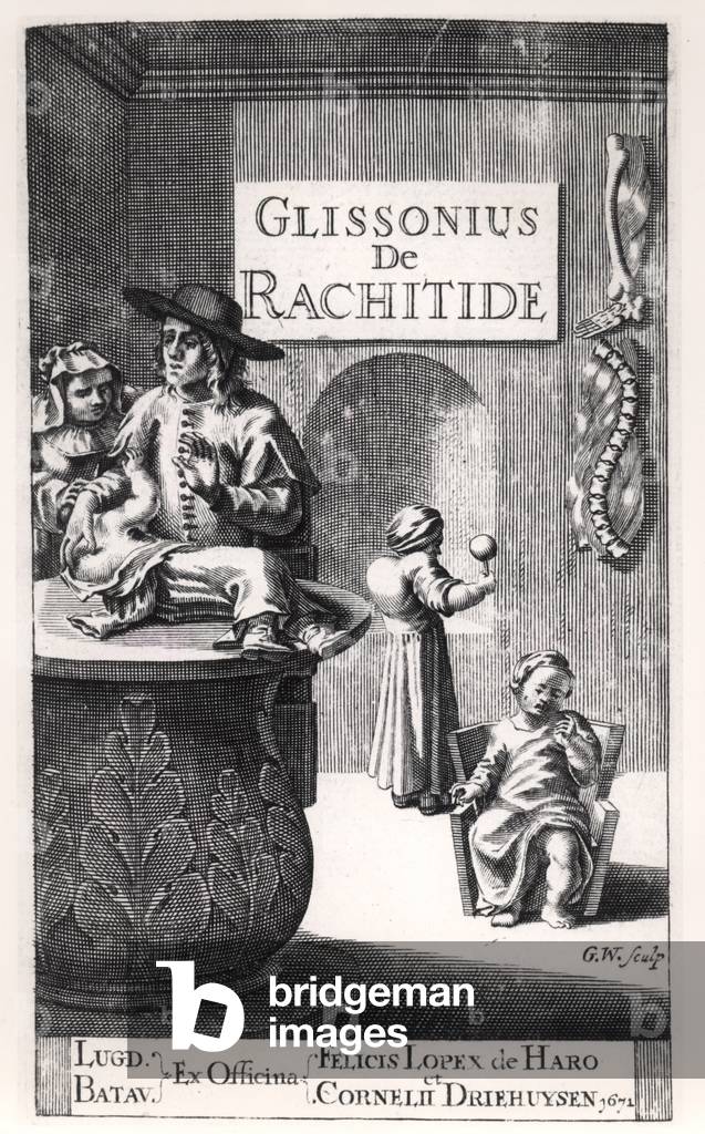 Francis Glisson (1597-1677) published in Leiden, 1671 (engraving) (b/w photo)