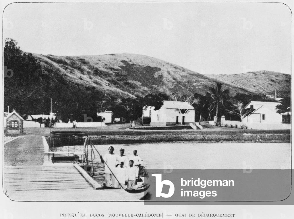 New Caledonia, Ducos Peninsula, the landing stage, from 'La Depeche Coloniale', 1903 (b/w photo)