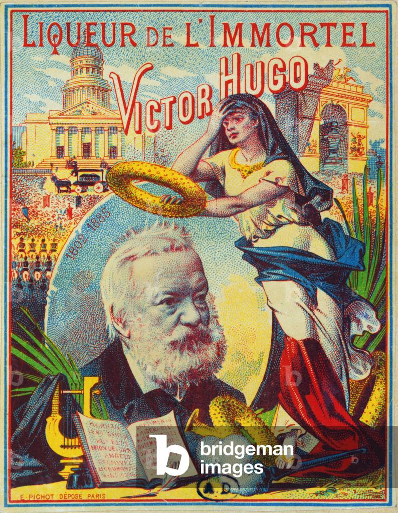 Label design for the 'Liqueur de l'Immortel Victor Hugo' brand, c.1885 (colour litho)