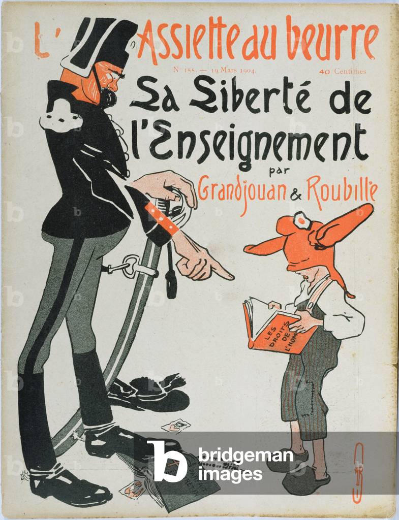 Cover of issue of 'L'Assiette au Beurre' concerning freedom of education in France, 19th March 1904 (colour litho)