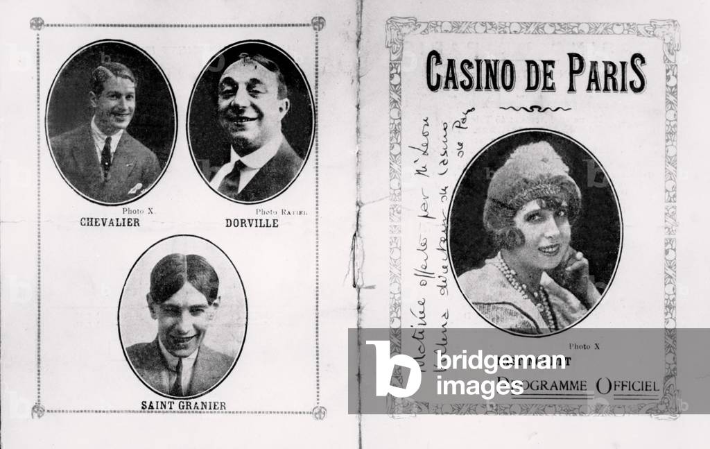 Programme for the 'Casino de Paris', featuring Mistinguett and Maurice Chevalier (litho)