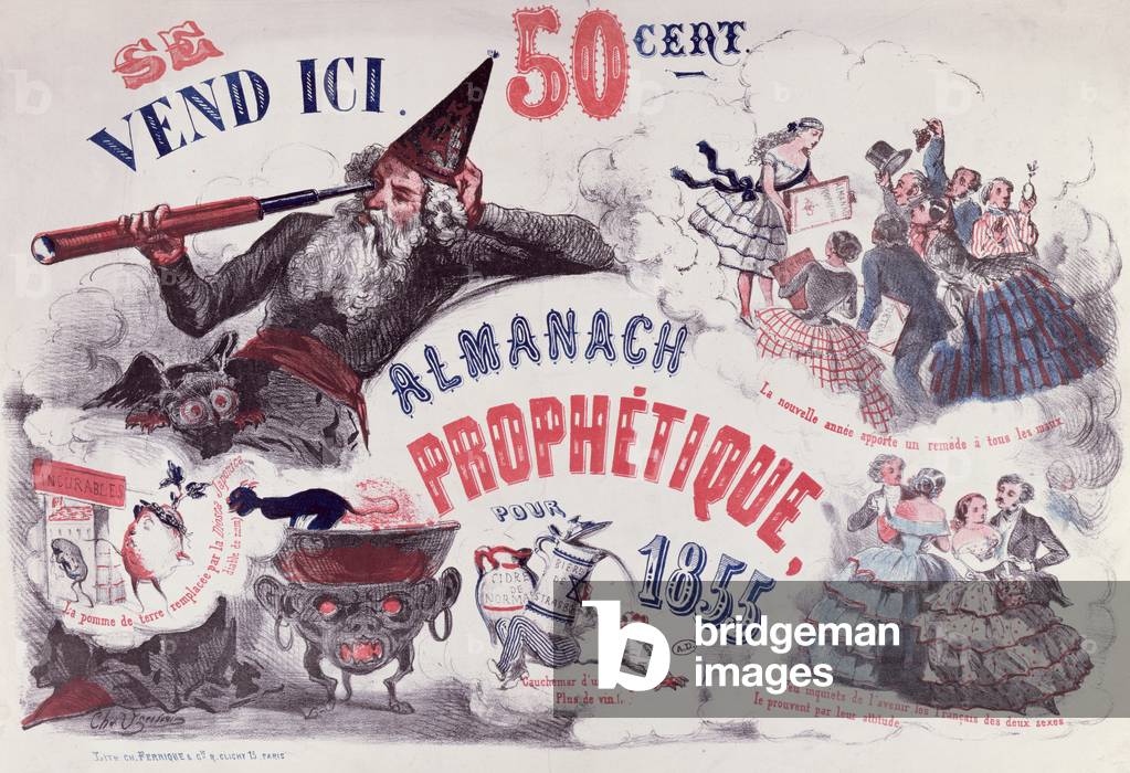 Cover of a Prophetic Almanac depicting Nostradamus, 1855 (lithograph)