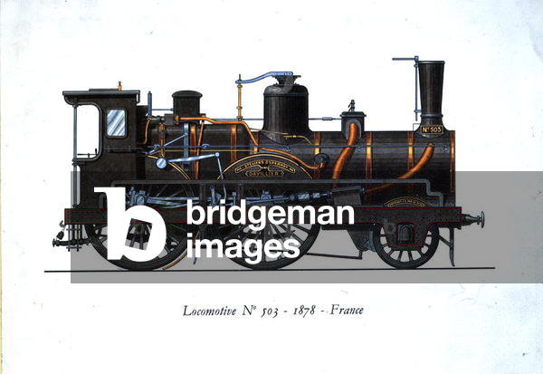 Locomotive no.503, 1878 (coloured engraving)