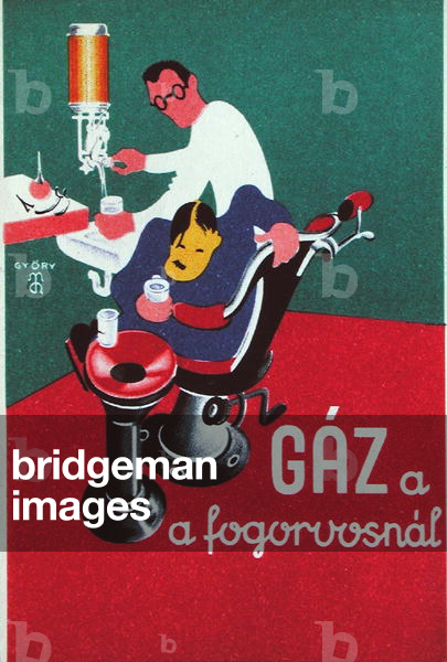 Advertisement for dental gas, c.1930 (colour litho)