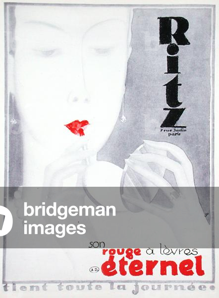 Advertisement for 'Ritz' lipstick, 1928 (colour litho)