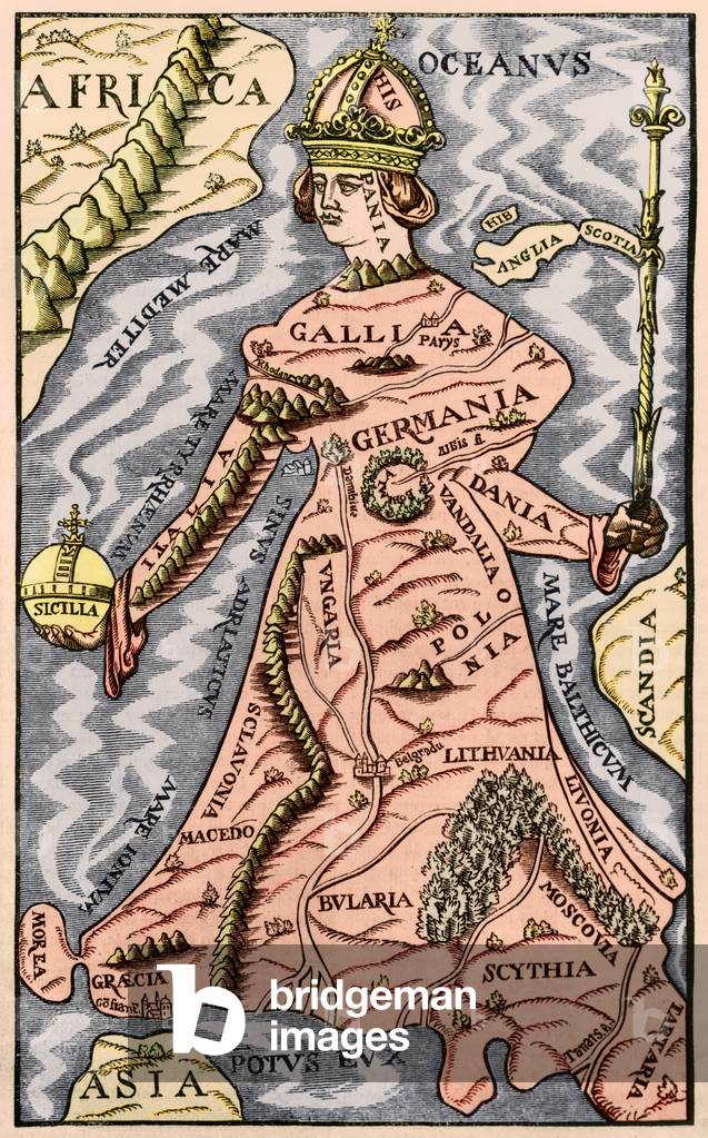 Map of Europe, illustration from 'Le Magasin Pittoresque', 1849 (coloured engraving)