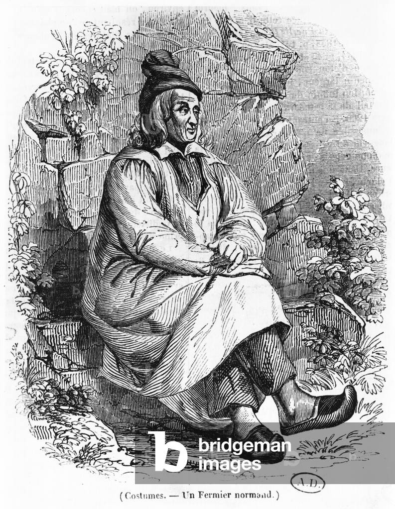 A Farmer from Normandy, c.1840 (engraving) (b/w photo)