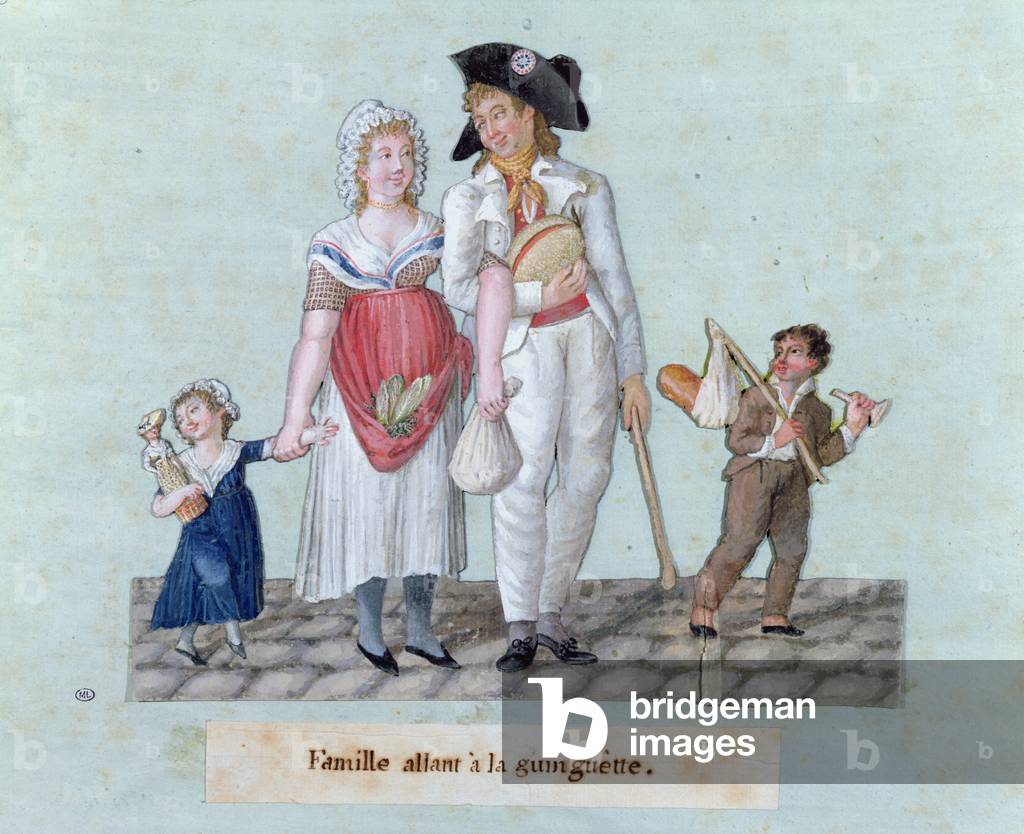 Family Going to the 'Guinguette' (gouache on paper)