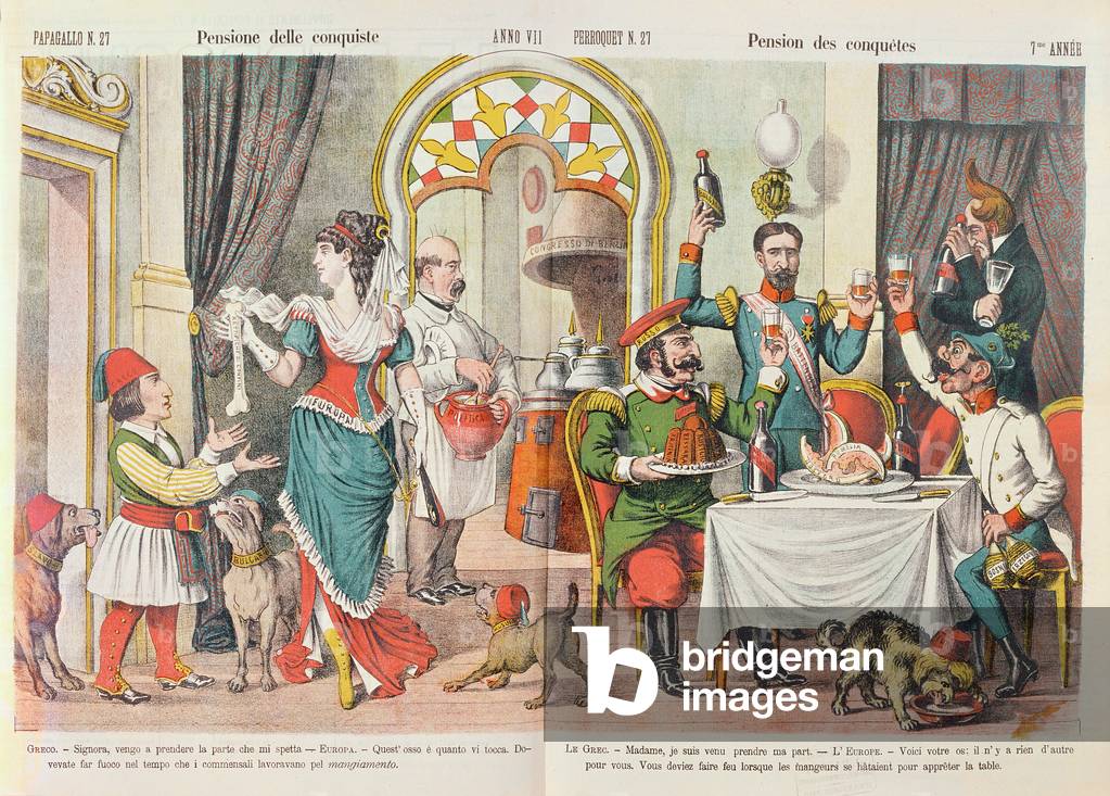Caricature of the Berlin Congress of 1878, from 'Le Perroquet' magazine 1879 (colour litho)