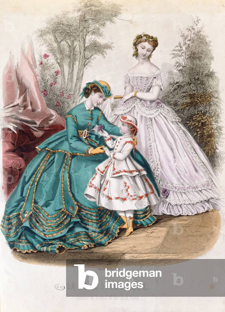 Fashion plate from 'La Mode Illustree', 1865 (colour litho)