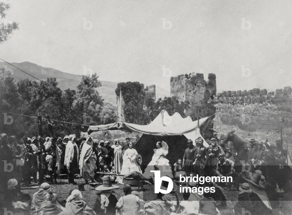 The Empress Eugenie (1826-1920) travelling in Algeria, June 1865 (b/w photo)