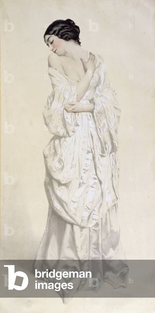Woman in a dressing gown (colour litho)
