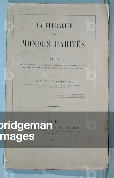 Cover of the first edition of 'La Pluralite des Mondes Habites' written by Camille Flammarion (1842-1925) 1862