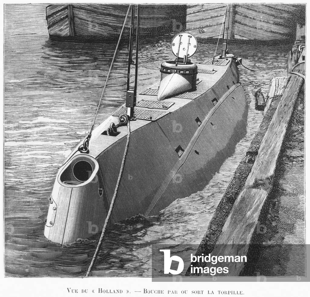 The submarine 'Holland', illustration from 'Le Monse Illustre', January 1899 (engraving) (b/w photo)