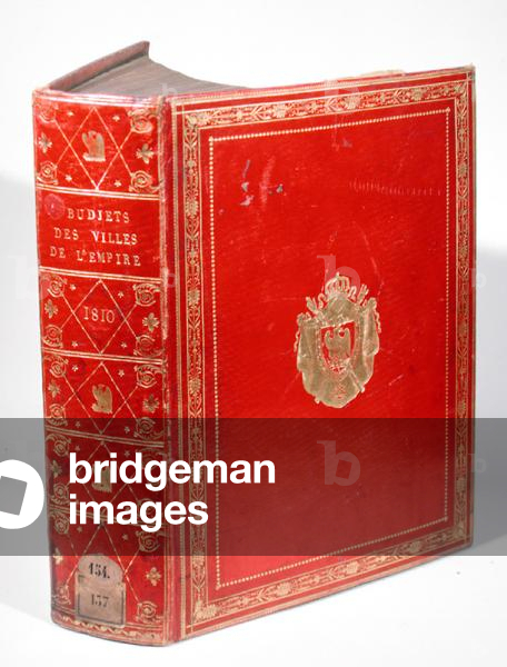 Budgets of Towns in the French Empire, bound with the coat of arms of Napoleon Bonaparte (1769-1821) 1810 (red Moroccan leather and gold) (see also 165120)
