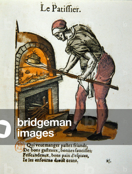 The Patissier, early 17th century (coloured woodcut)