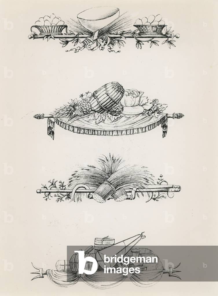 Vignettes from a cookbook by Antoine Carême (engraving)