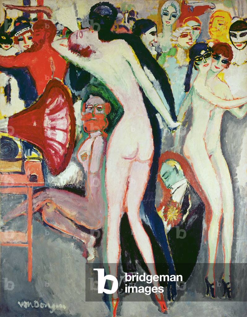 tanzen szene mit weiblich nackte, c. 1914 (öl auf leinwand)