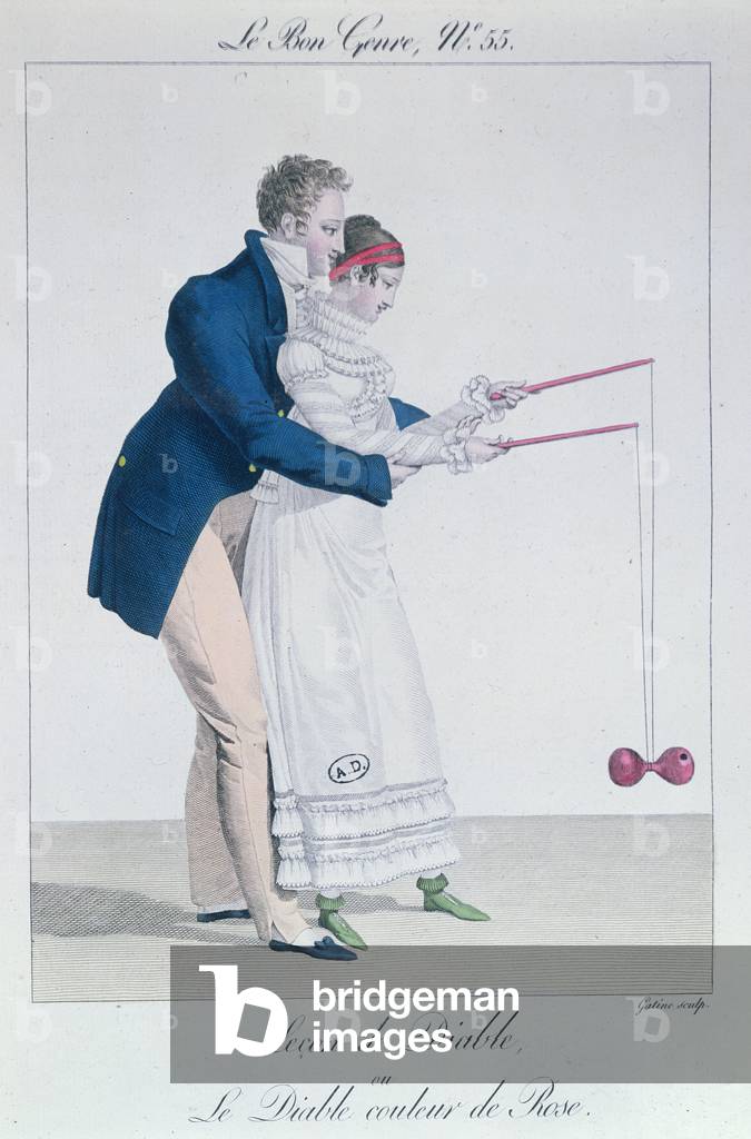 A Game of 'Diabolo', early nineteenth century (colour engraving)