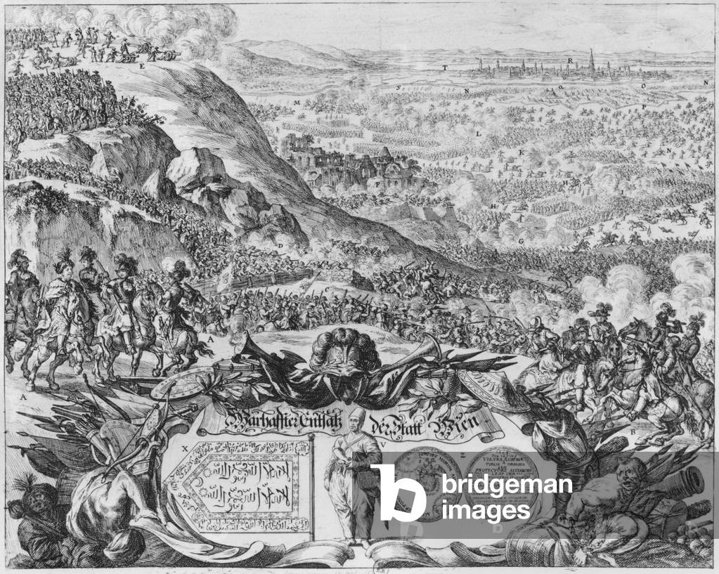 The 1683 Siege of Vienna, c.1783 (engraving) (b/w photo)