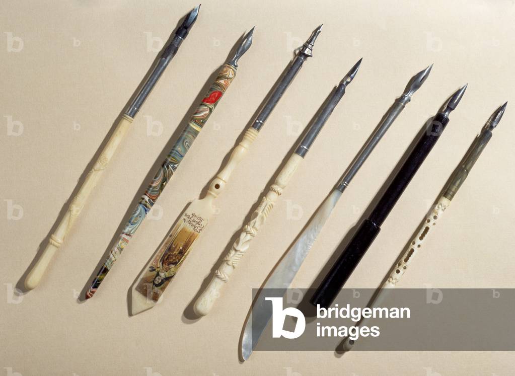 Collection of penholders, early 20th century (ivory, mother of pearl & wood)