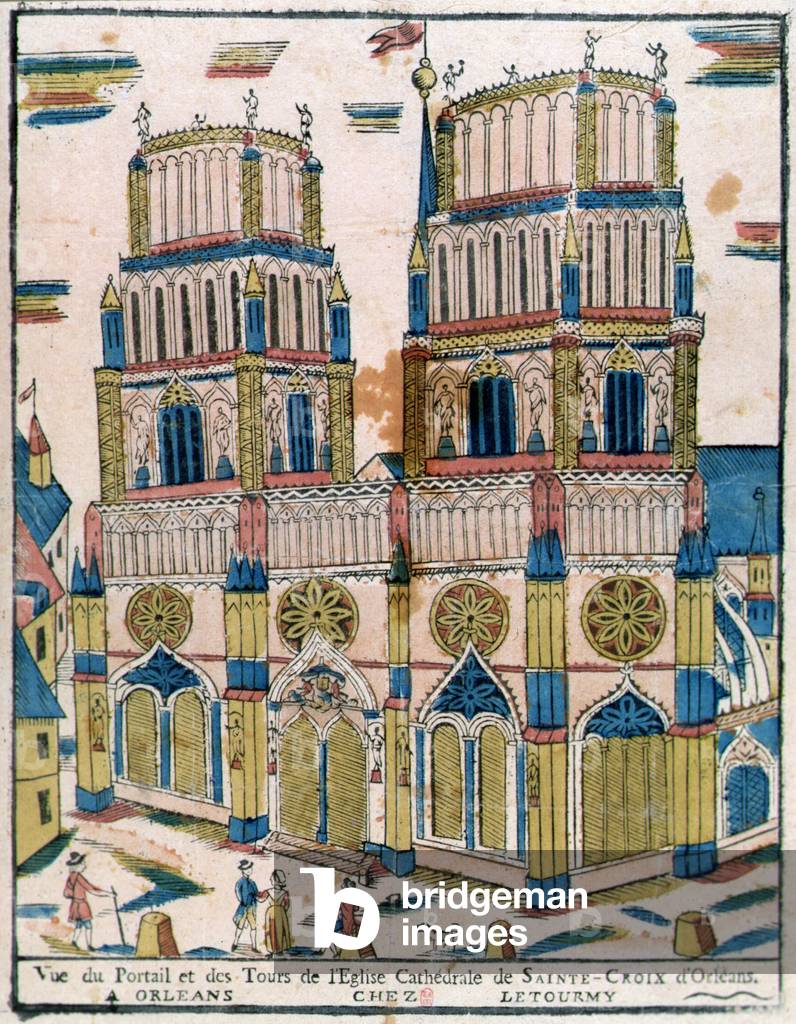 The Cathedral of Orleans (colour litho)