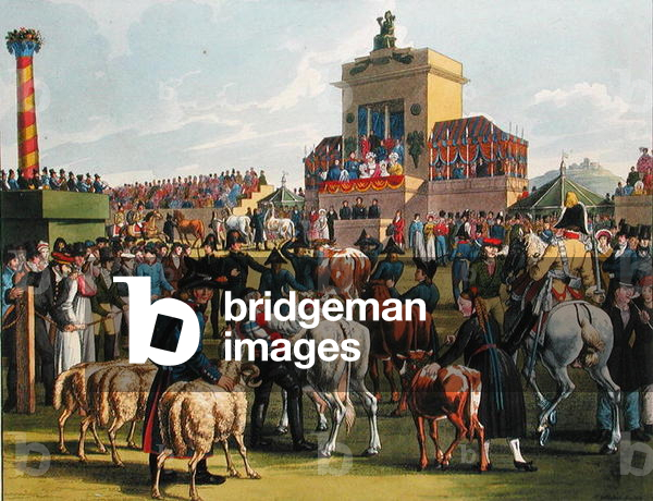 Agricultural show in Cannstadt, Wurtemberg, c.1820 (colour engraving)